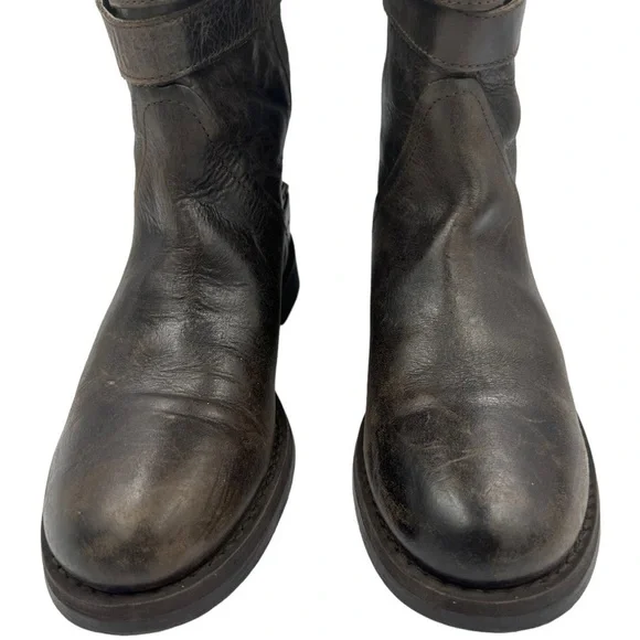 BOEMOS Leather Studded Moto Biker Boot Brown 7.5 - Picture 5 of 13